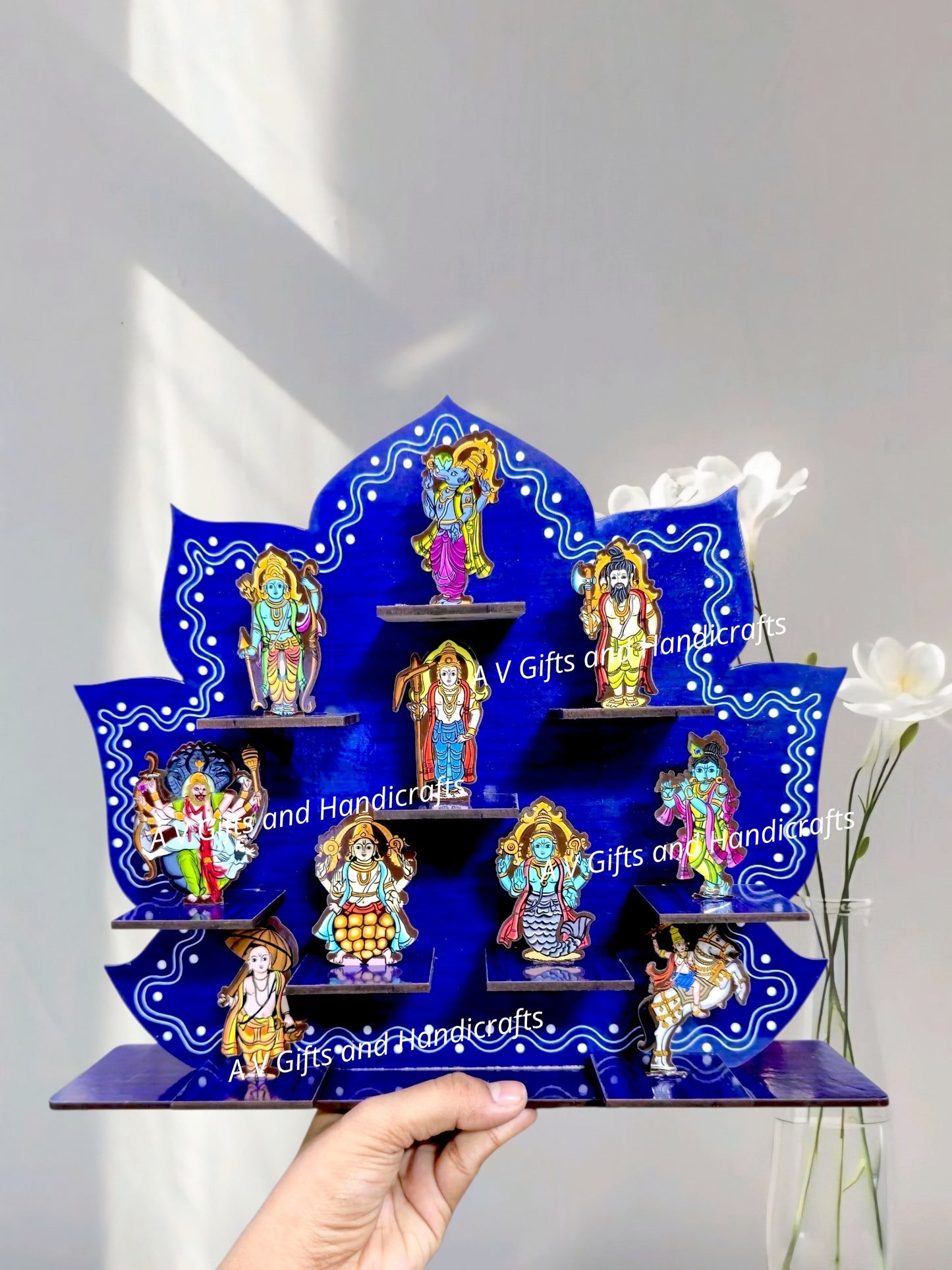 Dashavatar MDF Detachable Display Stand | 10 × 12 Inch | Decorative Pooja Stand
