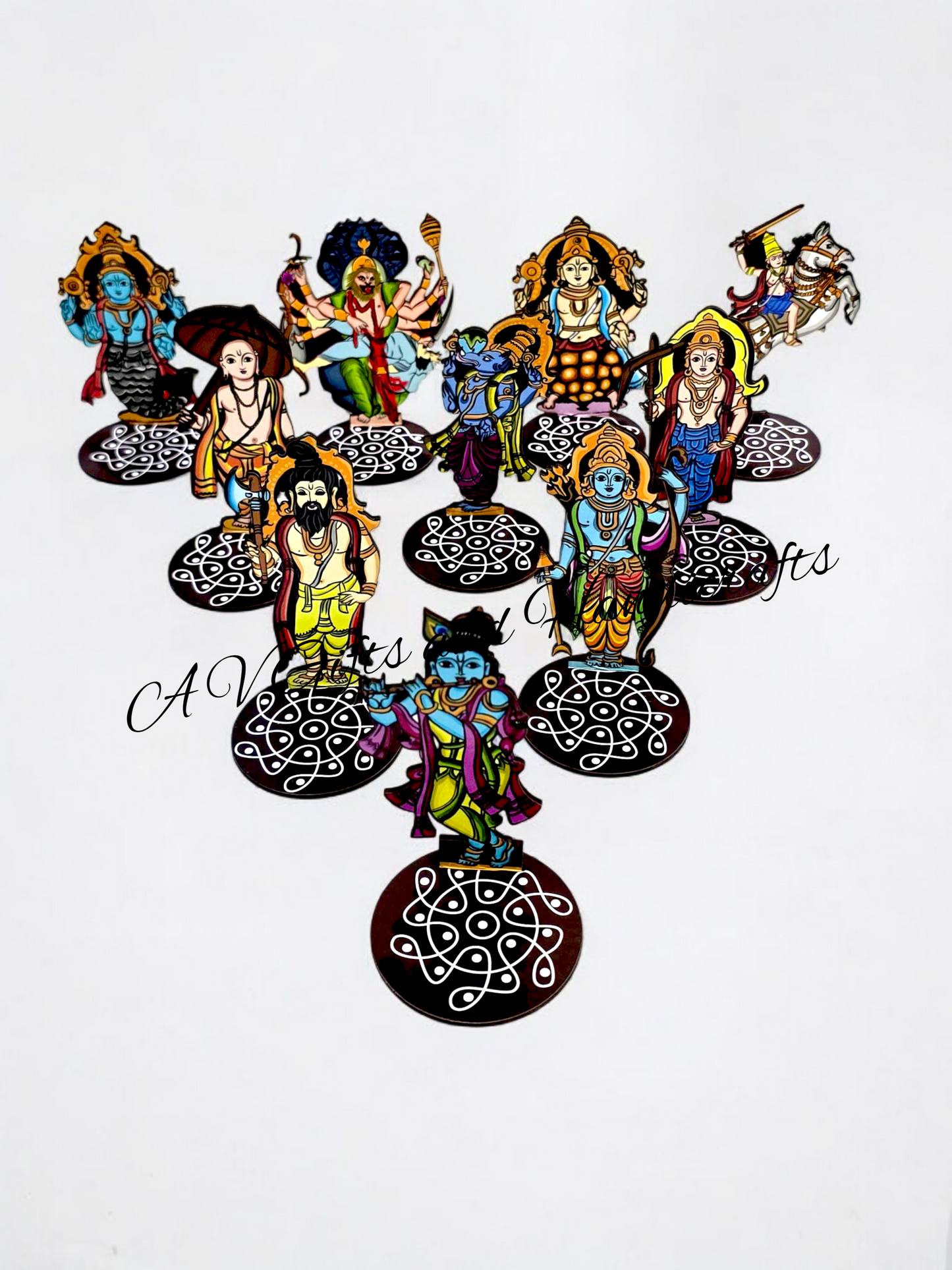 MDF Dashavatar Stand Set 4"