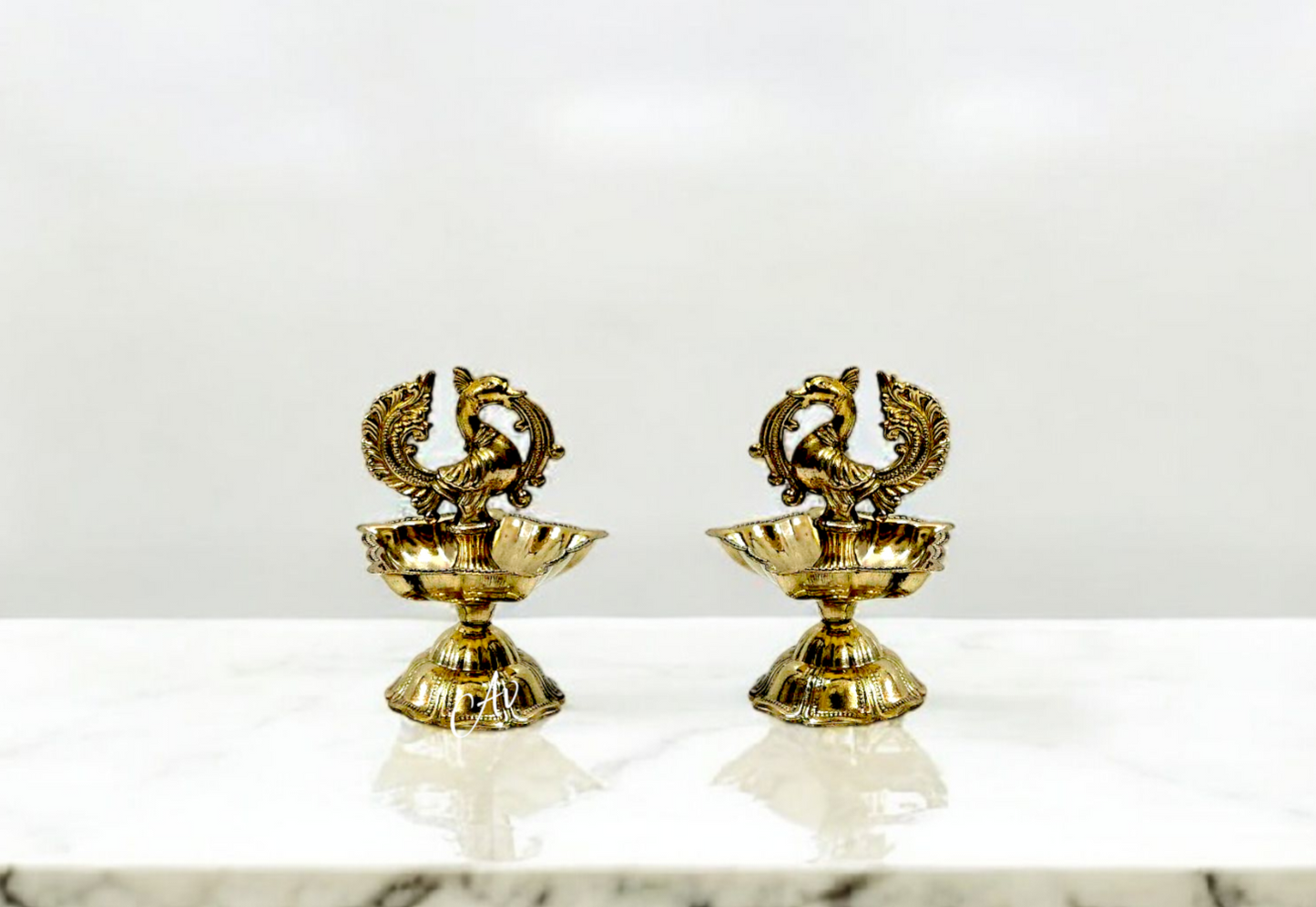 Brass Peacock Diya/Annapakshi diya set of 2