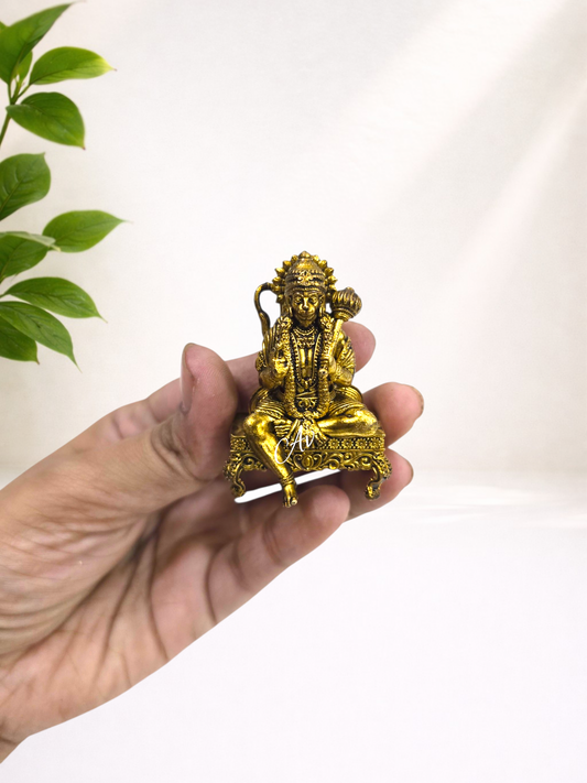 Brass Wax Casting Hanuman Ji On Bajot Idol – 1.75 Inch