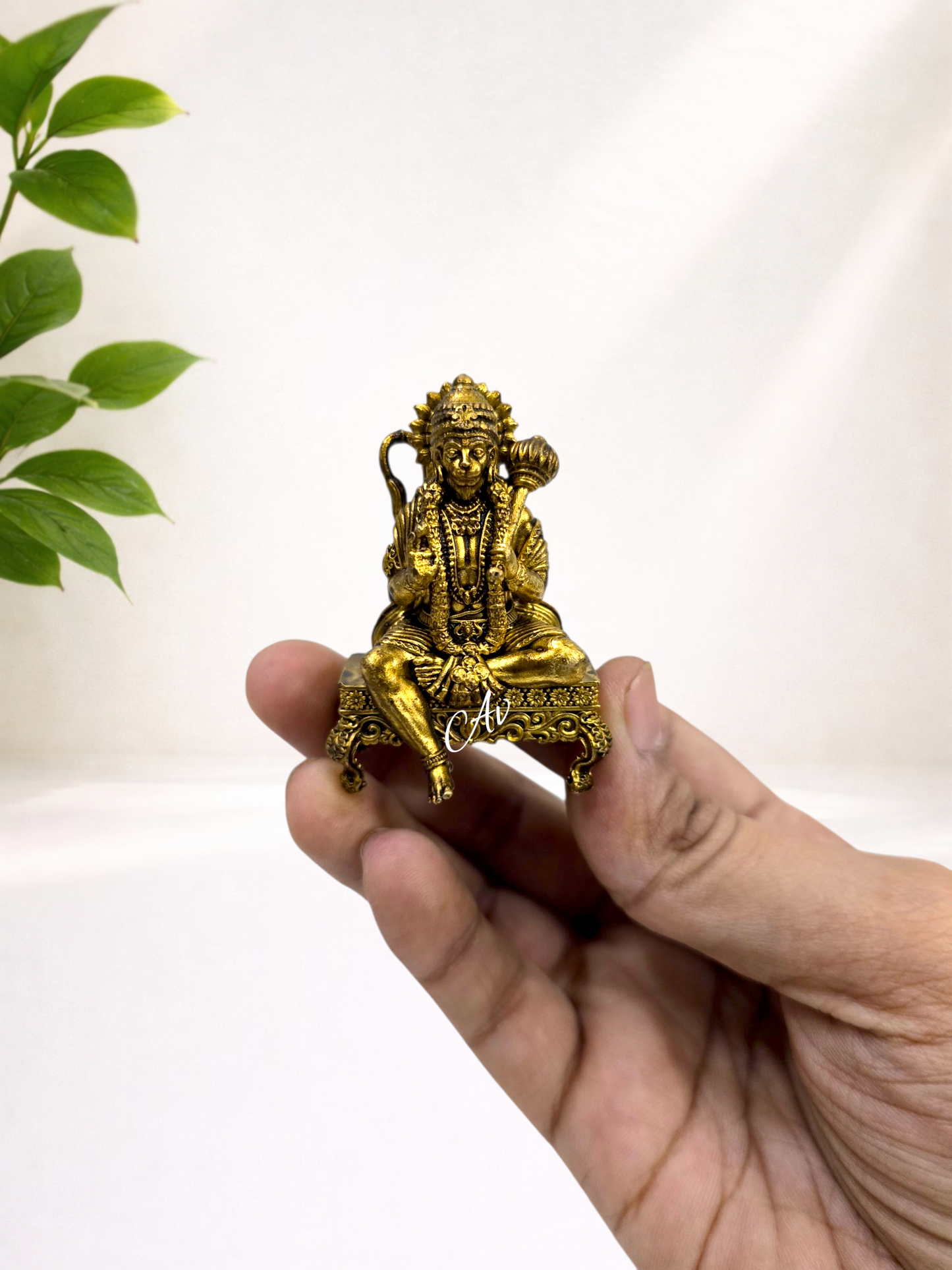 Brass Wax Casting Hanuman Ji On Bajot Idol – 1.75 Inch