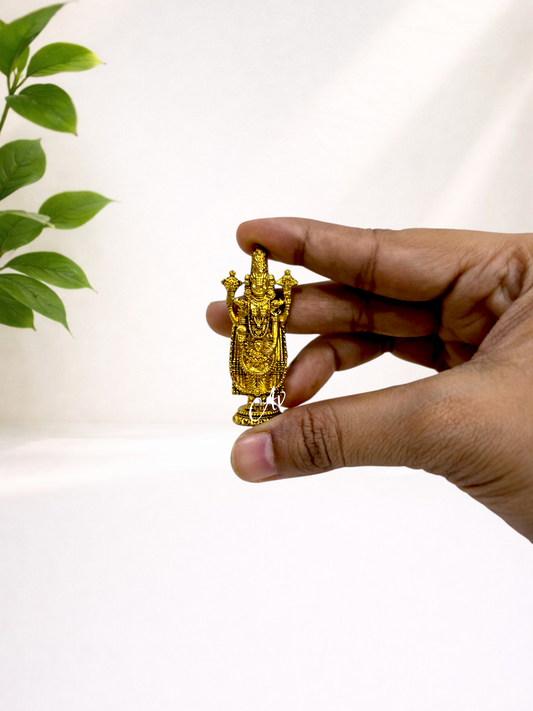Brass Tirupati Balaji Miniature Idol 2 Inch Premium Wax Casting | Pooja & Home Décor Statue