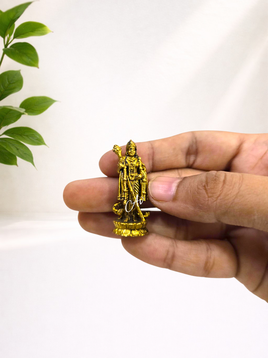 Brass Karthikeya (Murugan) Miniature Idol | Premium Wax Casting | Decorative & Pooja Statue