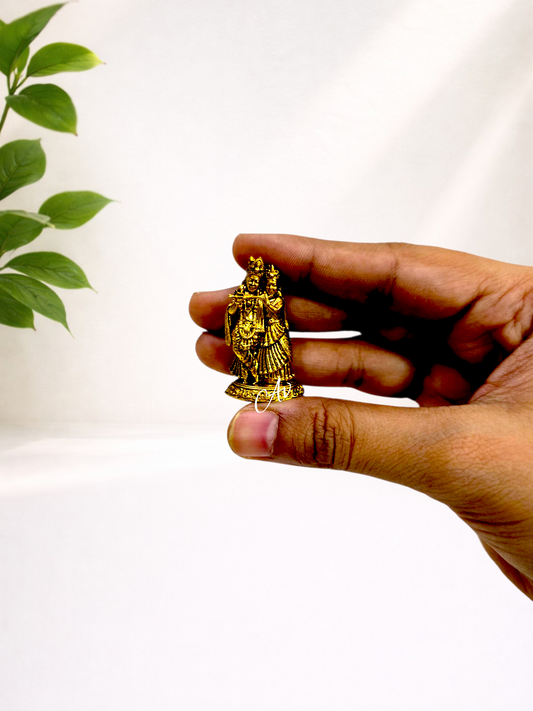 Brass Wax Casting Radha Krishna Idol – 1.5 Inch