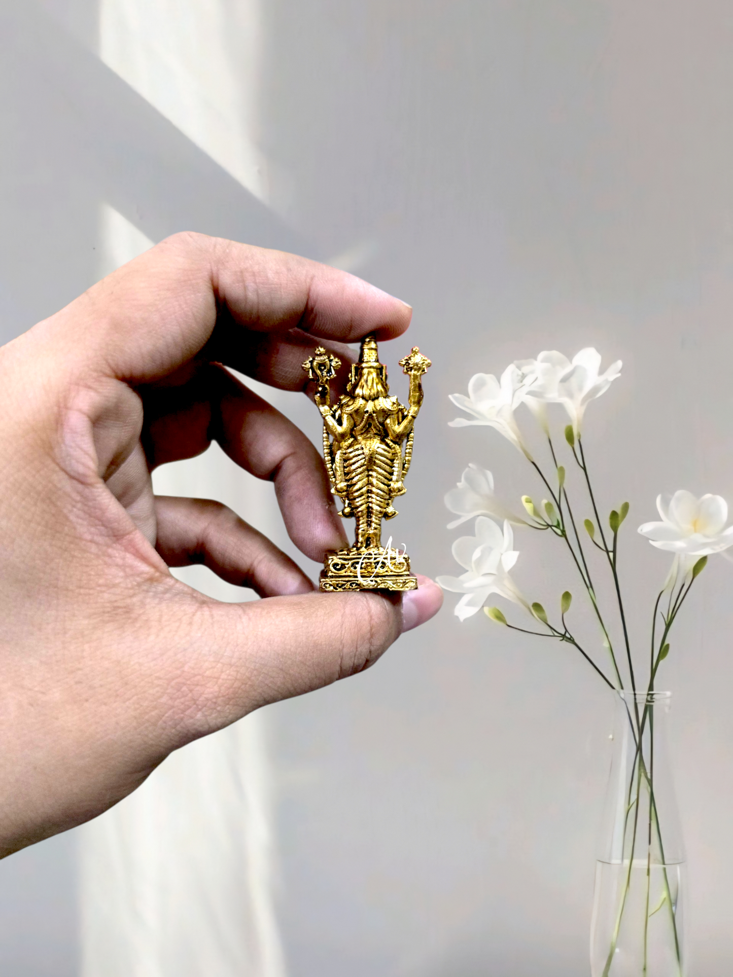 Brass Wax Casting Venkateswara Idol – 2 Inch | Pure Brass Pooja Idol