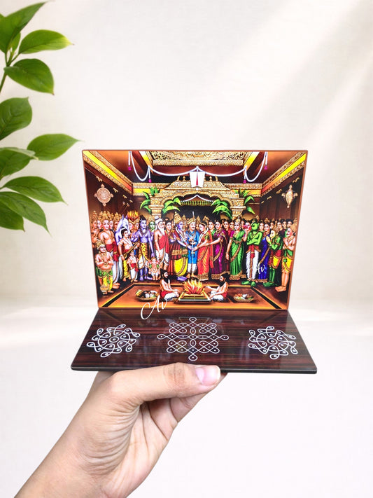 Srinivasa Kalyanam Pooja Stand | 6 Inch MDF Laminated Decorative Stand