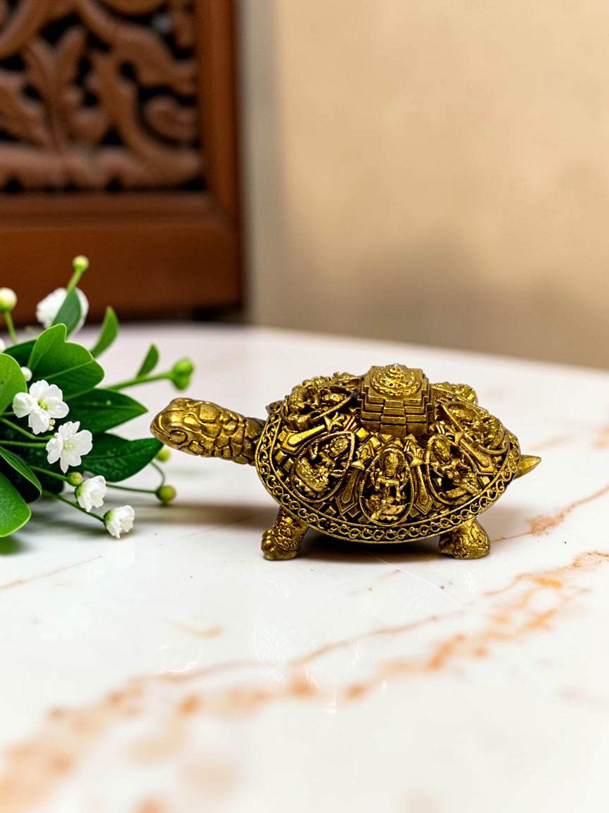 Ashtalakshmi Yantra Tortoise – Brass, 4 Inch