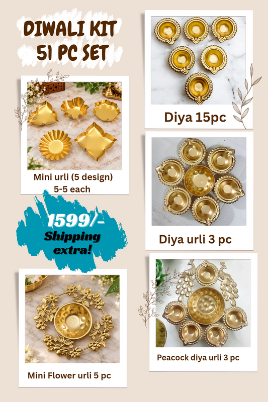 Diwali Gift Kit – 51 Pc Festive Diya & Urli Set For Candle Making