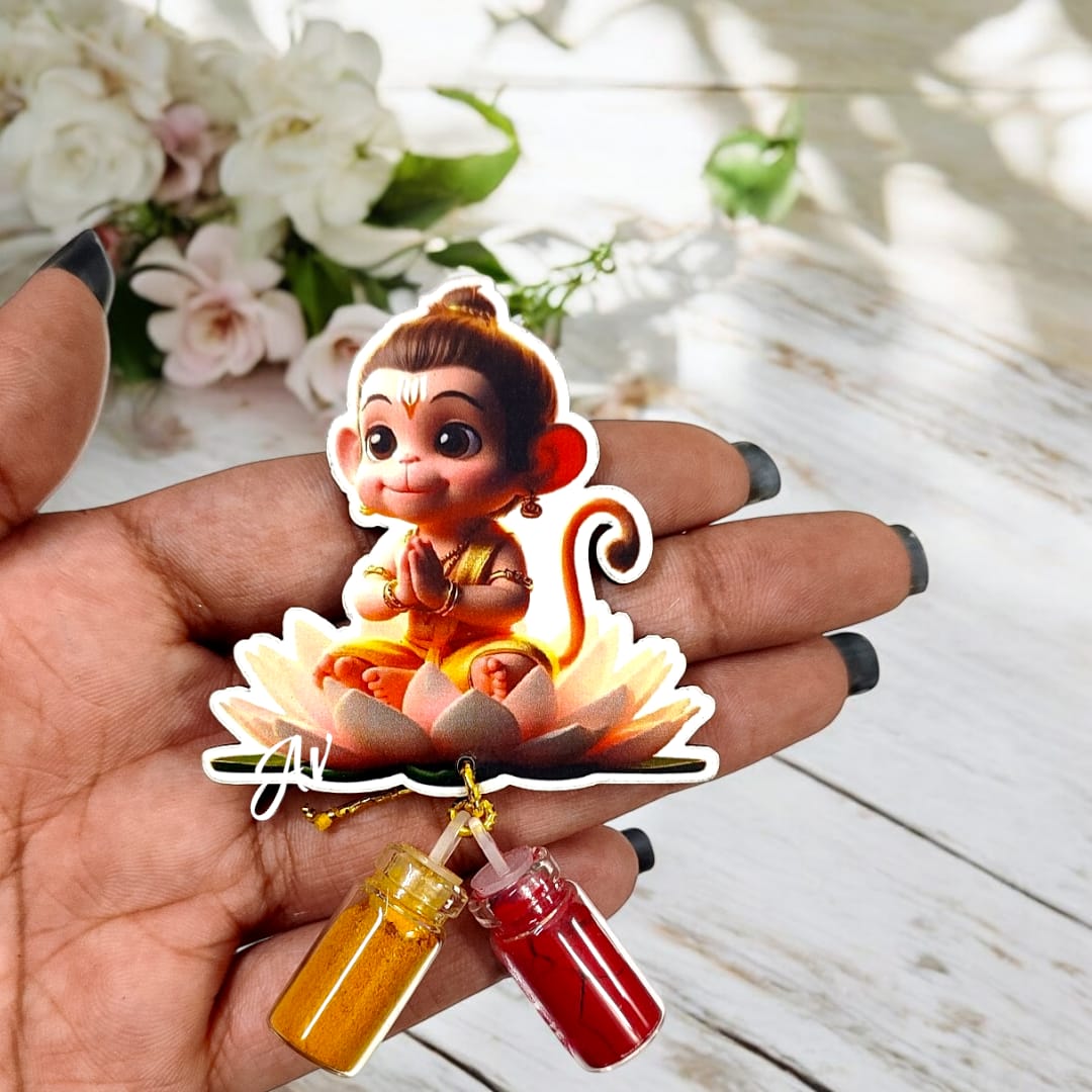 Hanuman Ji On Lotus Haldi Kumkum