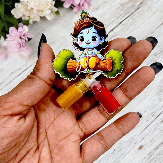 Laddu Gopal/Little Krishna On Tree Haldi Kumkum