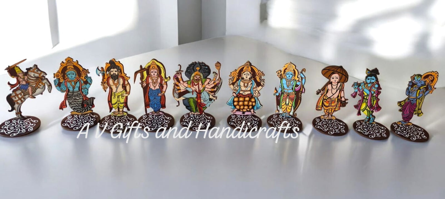 MDF Dashavatar Stand Set 4"