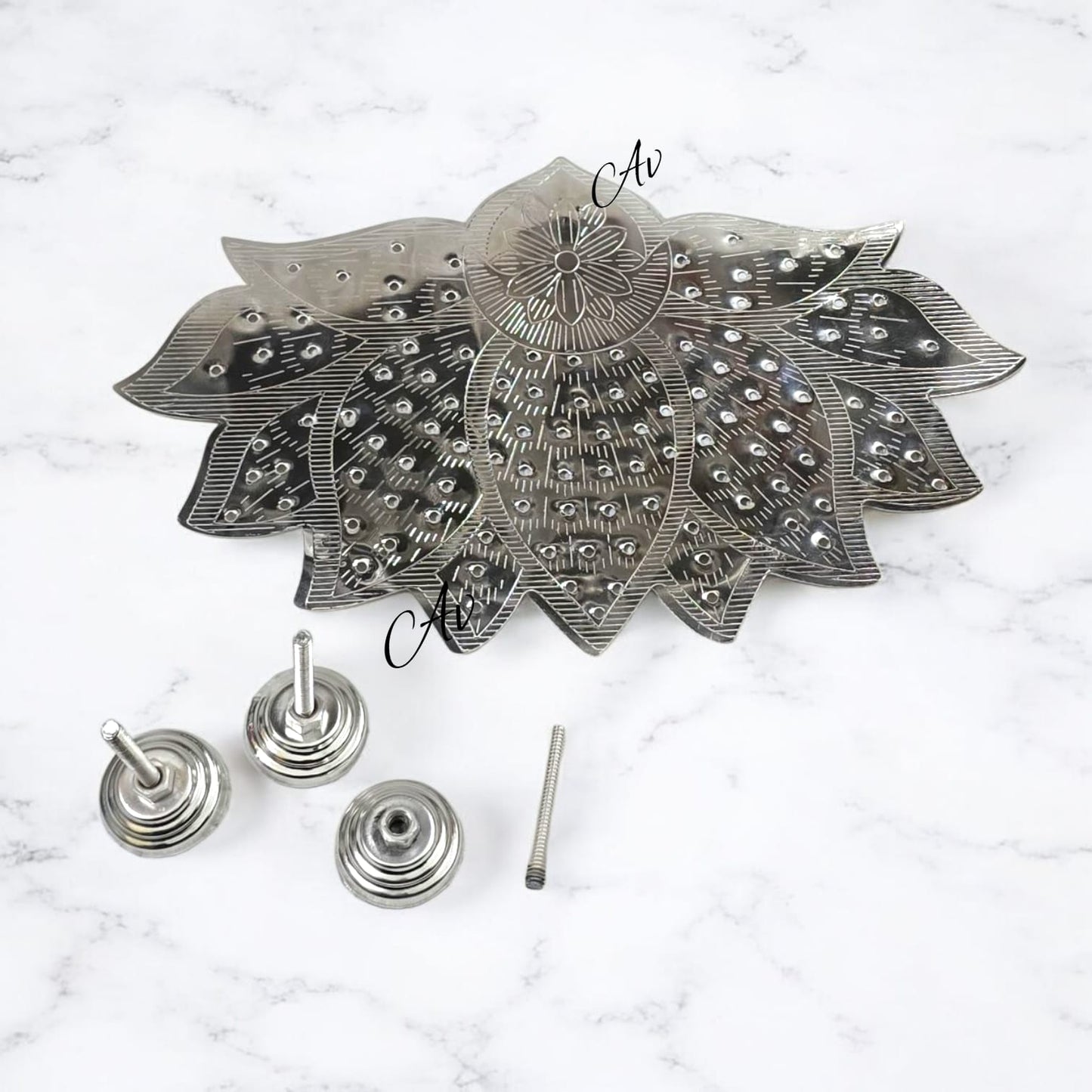 German silver Lotus Ashtotaram stand/108 flower stand