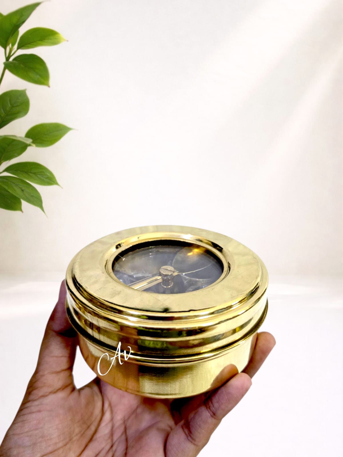 Brass Mini Masala Box / Anjarai Petti / Mukwas Box / Mini Pooja Box – 3.5 Inch