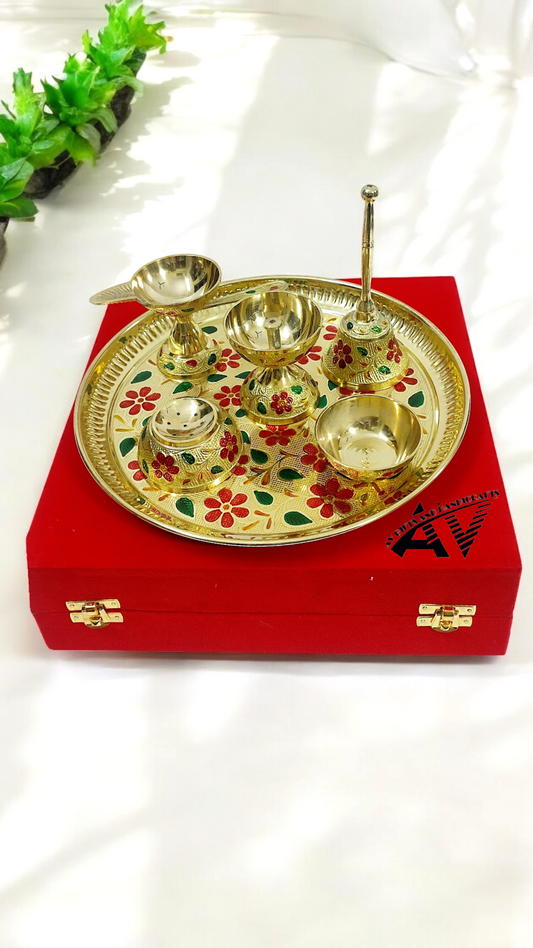 Brass Meena Pooja Thali Set