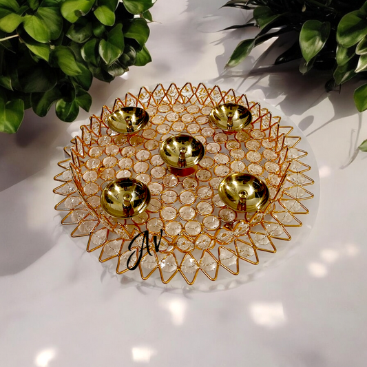 Crystal Beads Panch Deep Plate