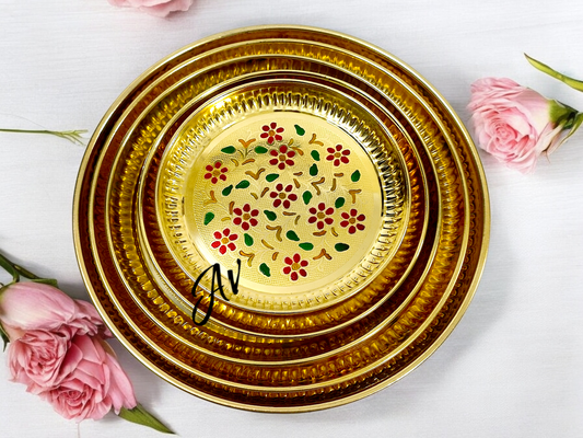 Brass Meena Plate (Flower)