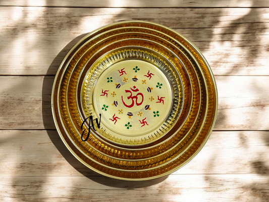 Brass Om Meena Plate