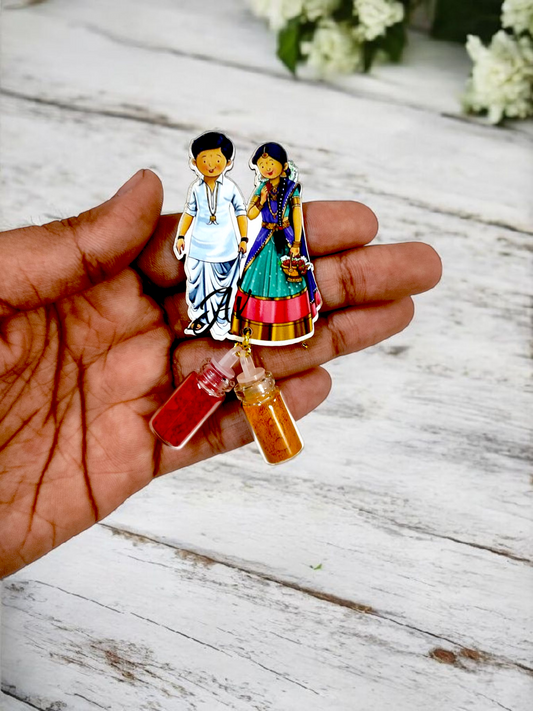 Girl and boy Haldi Kumkum