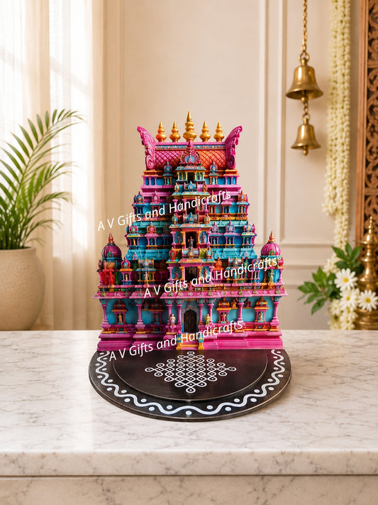 2 Layer Temple (Gopuram) MDF Stand | 11 Inch Approx Decorative Pooja Display Stand