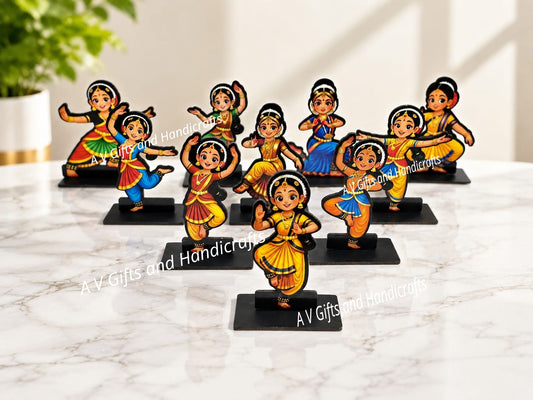 Dancing Lady MDF Decorative Stand – Set of 10 | 4 Inch | Gloss Laminated Finish