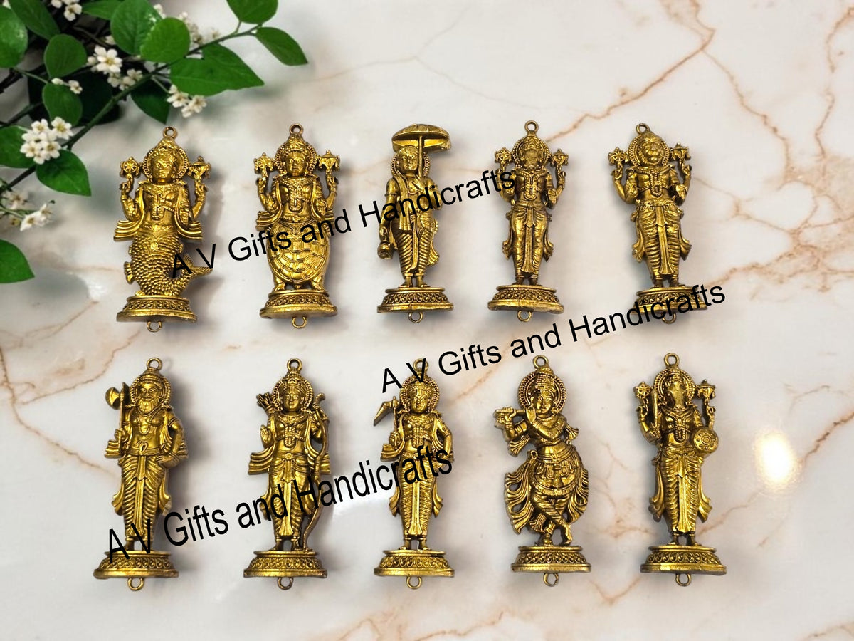 Lightweight Brass Dashavatar Hanging Set – 3 Inch | Wax Casting