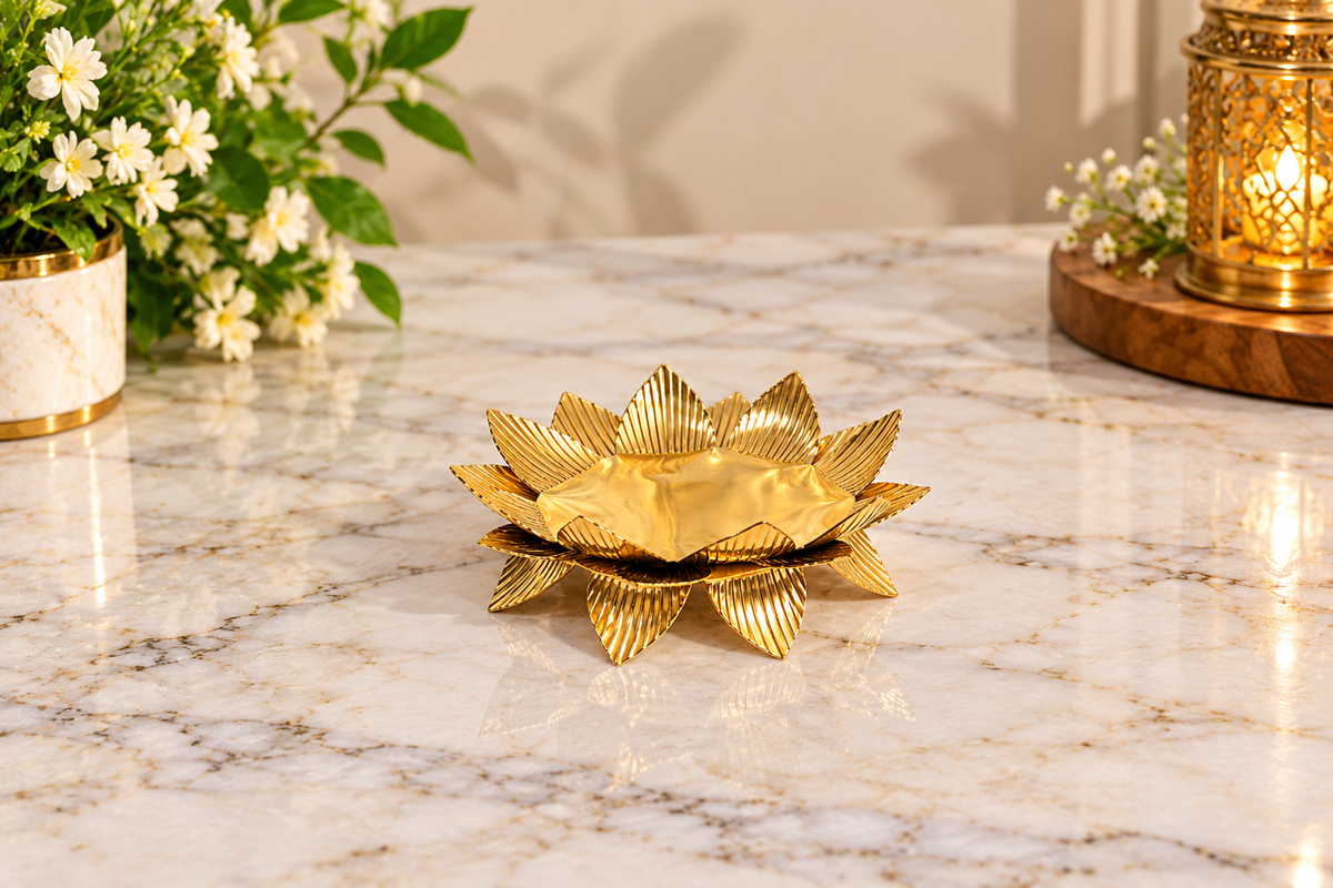 Brass Lotus Singhasan / Lotus Stand – 5 Inch approx