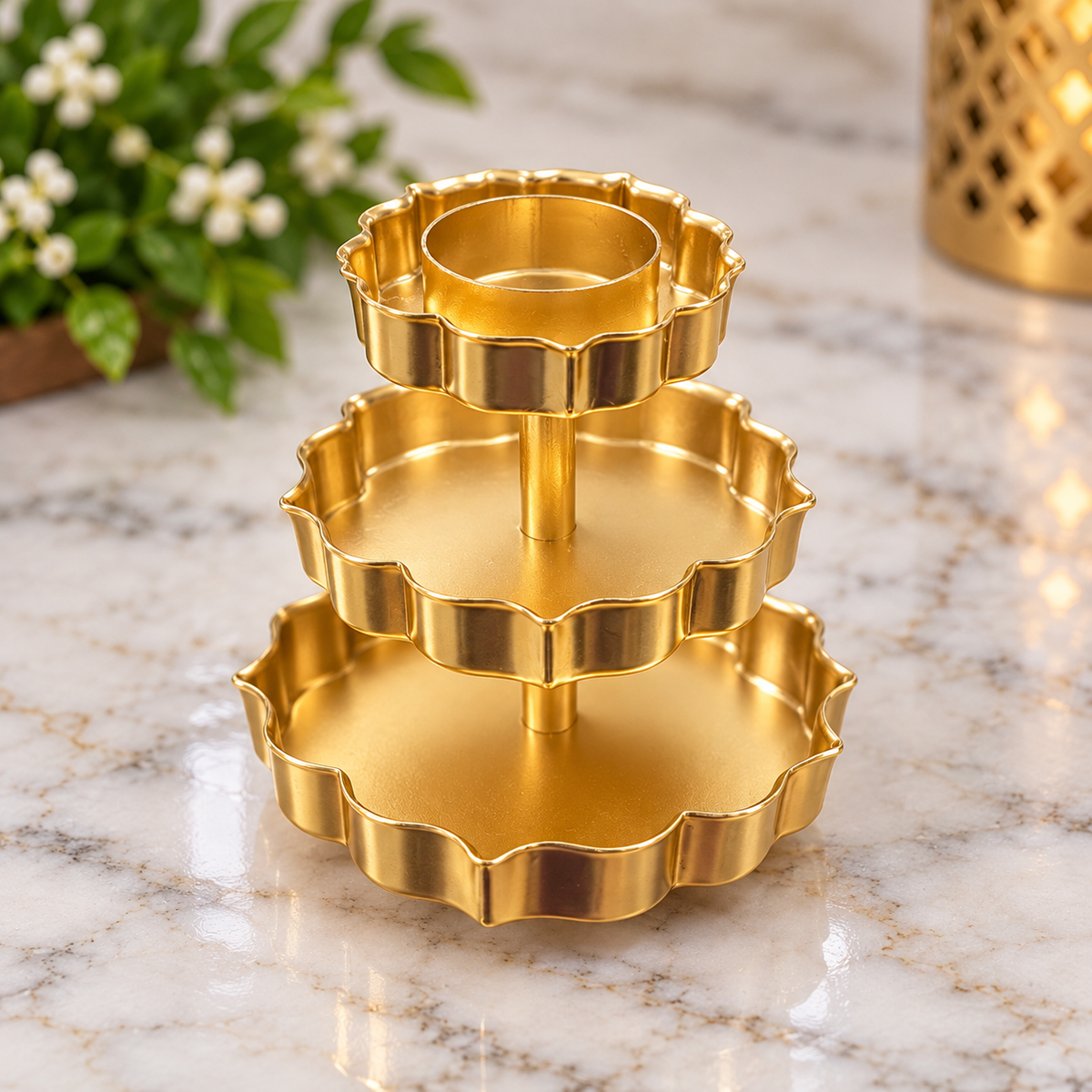 3 Layer Metal Tealight Holder – Set of 4