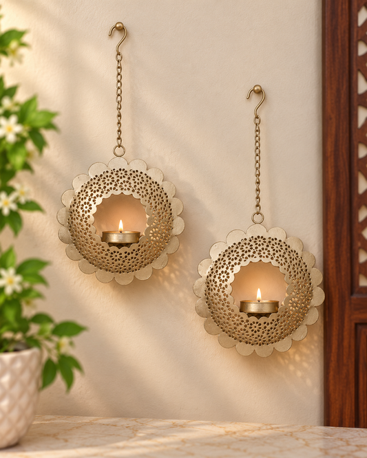Hanging Tealight Holder – Iron | Pack of 4