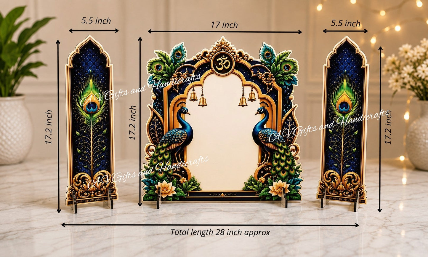 Ganpati Backdrop – Royal Peacock Design