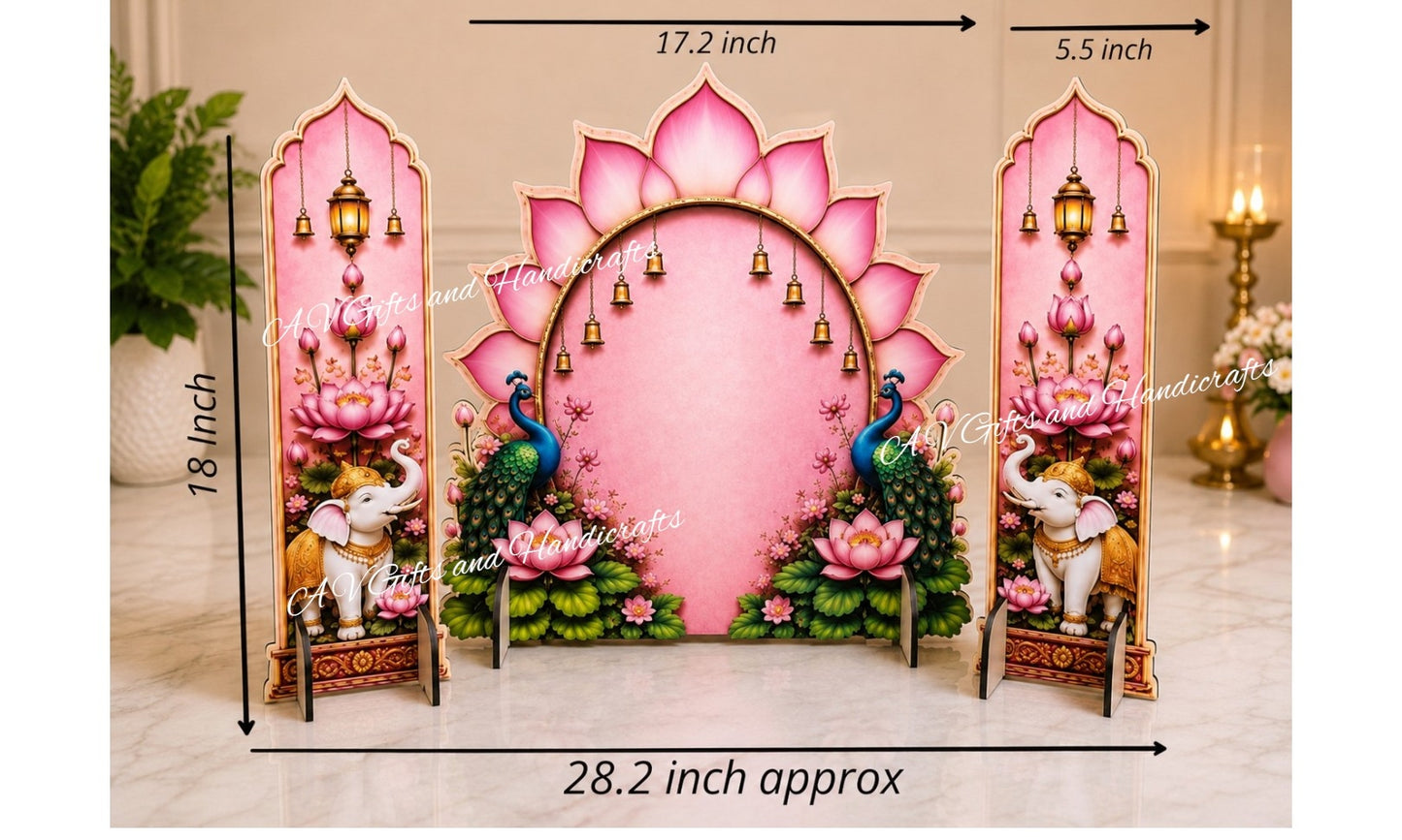 Peacock Ganpati Backdrop – MDF with PVC/Vinyl Matte Finish