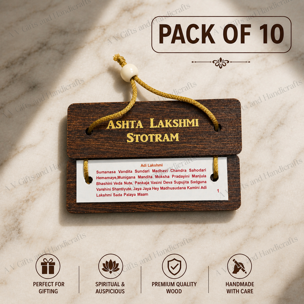 Ashta Lakshmi Stotram Wooden Book/ Pack of 10