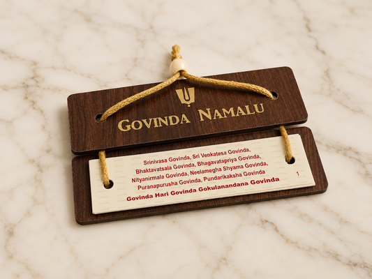 Wooden Govinda Namalu (English) Prayer Book – Pack of 10 | 14 × 4 cm