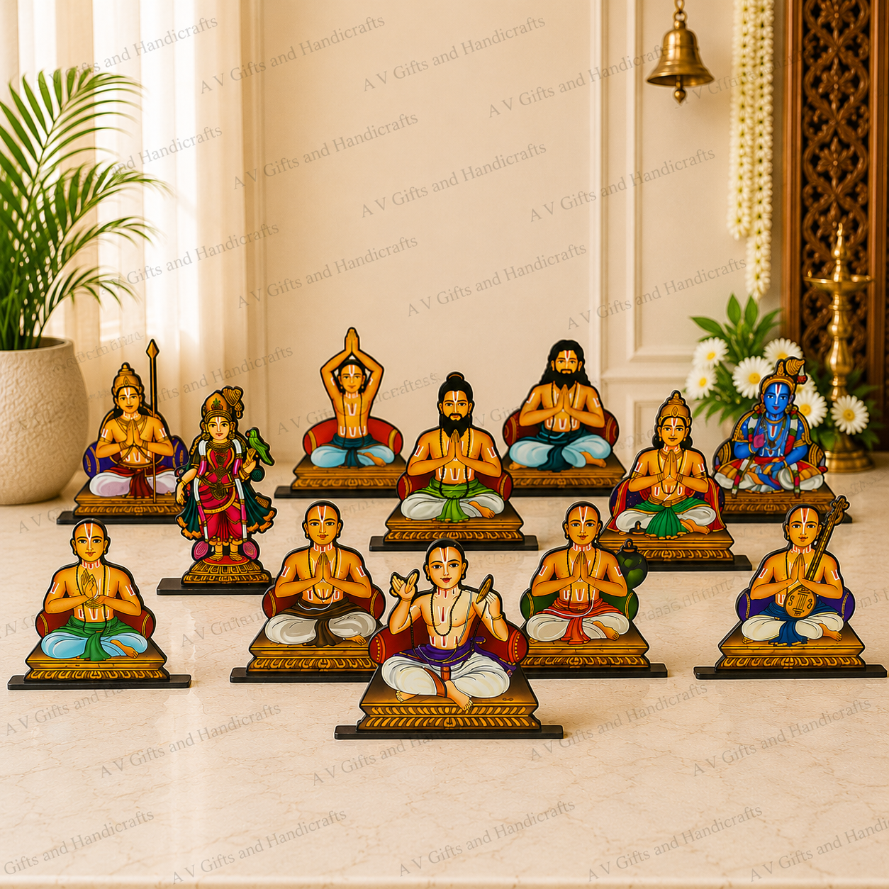 Alwar/Alvar Set MDF Stand – Decorative Devotional Display (Sitting)
